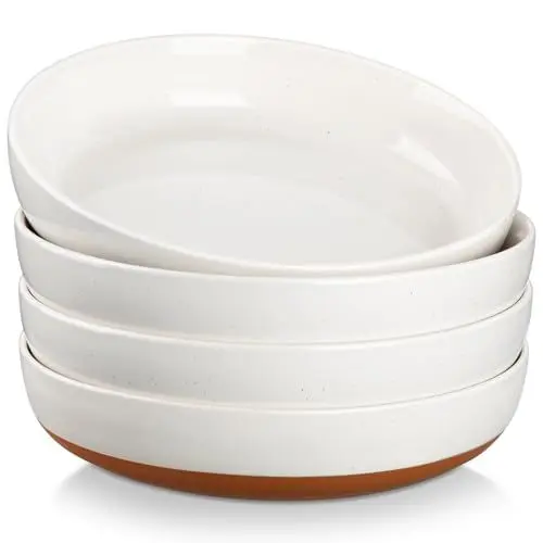 Produktbild: MALACASA TARA Pastateller Groß Tief 4er Set, Steingut Suppenteller, Pastaschalen, Tiefe Teller für Spaghetti, Suppenschalen, Salatschalen, Große Suppenschüssel für Pasta, Salat und Suppen, 1380ml