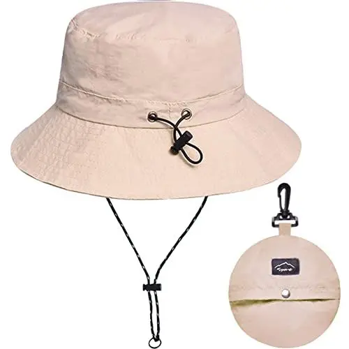 Produktbild: Malaxlx Beige Fischerhut Sonnenhut für Damen Herren Wasserdicht Bucket Hat Anglerhut Regenhut Sommerhut UV Schutz Strandhut Verstellbare Safari Boonie Hut