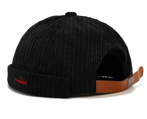 Produktbild: Malaxlx Herren Fisch Schwarz Docker Cap Seemannsmütze Docker Mütze Hafenmütze Seemannskappe Brimless Cap Herrenmütze Verstellbar