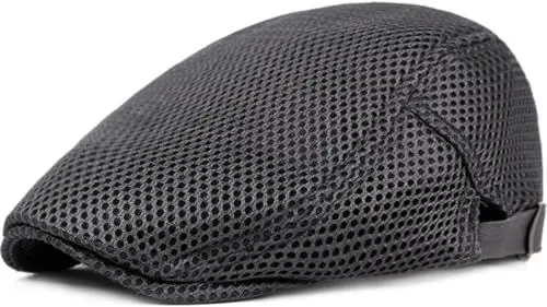 Produktbild: Malaxlx Herren Grau Schiebermütze Schirmmütze Barett Cap Zeitungsjunge Caps Gatsby Baskenmützen Newsboy Flat Cap Mesh Sommermütze