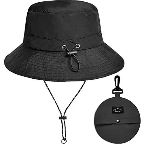 Produktbild: Malaxlx Schwarz Fischerhut Sonnenhut für Damen Herren Wasserdicht Bucket Hat Anglerhut Regenhut Sommerhut UV Schutz Strandhut Verstellbare Safari Boonie Hut