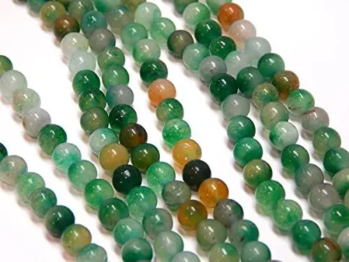 Produktbild: Malay Jade-Stein Edelstein Strang Perlen, 6mm, Rund, 60 Stück, Schmuckperlen Halbedelstein für Schmuck Kette Armband (Grün)