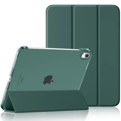 Produktbild: Maledan Hülle für iPad 10 11 Generation (A16 2025 11 Zoll/2022 10,9 Zoll), Schlankes Leichtgewicht Transluzente PC Rückseite Stoßfeste Case Schutzhülle für iPad 10, Auto Schlafen/Wachen, Tannen Grün