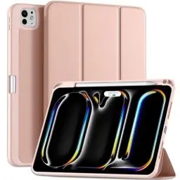 Produktbild: Maledan Hülle für iPad Pro 11 2024 (M4 5. Generation) mit Stifthalter, Flexible TPU Rückseite Schutzhülle Case Unterstützt Apple Pencil Pro/USB-C, Auto Schlafen/Wachen, Rosa