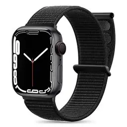 Produktbild: Maledan Nylon Armband Kompatibel mit Apple Watch Armband 44mm 38mm 42mm 40mm 41mm 45mm 46mm 49mm, Verstellbare Sport Armband Kompatibel mit iWatch Series 10 9 8 7 6 5 4 SE, 42mm/44mm/45mm/49mm,Schwarz