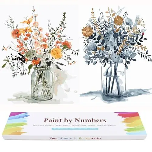 Produktbild: Malen nach Zahlen Erwachsene Blumen, Malen nach Zahlen ab 6 7 8 9 10 Jahre Mädchen Bastelset Erwachsene Paint by Numbers Adult Malen nach Zahlen Kinder Jugendliche Malen-Nach-Zahlen Leinwand Groß