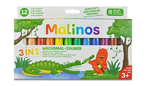 Produktbild: MALINOS 301035 Wachsmal-Zauber Stifte 3 in 1, 12'er Pack