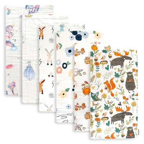 Produktbild: Maliton 6 Stück Baby Spucktücher für Jungen/Mädchen,aus 100% Baumwollem,weich, langlebig, luftdurchlässig und extrem saugstark-Märchen