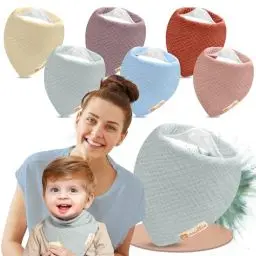 Produktbild: Mallie® Frottee Lätzchen Baby im 6er Set | Superweiches Musselin Halstuch als Bibs, Dreieckstuch Baby oder Baby Lätzchen | Neue Babylätzchen in Dreiecksform | Sabberlätzchen Baby sowie Halstücher Baby