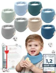 Produktbild: Mallie® Musselin Lätzchen Baby im 8er Set | Als Bibs, Dreieckstuch Baby oder Baby Lätzchen | Als Musselin Halstuch Baby, Musselintücher Baby und Babylätzchen | Sabberlätzchen Baby und Halstücher Baby