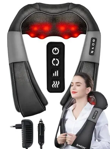 Produktbild: MalTec Nackenmassagegerät Nacken, Rücken, ganzer Körper, Massagegerät, Shiatsu, Massage Gürtel, Erwärmung und Vibrations, Schmerzlinderung, Muskel Nackenmassagegerät