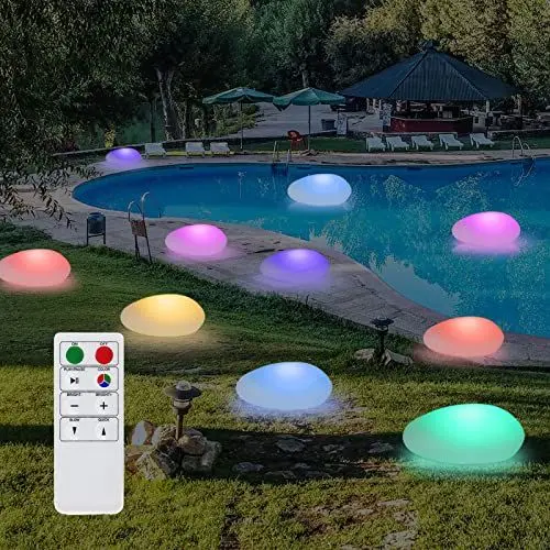 Produktbild: MALUX 3 Stück Solarlampen für außen Solar Bodenleuchte für Garten 8 Farben Solar Gartenleuchten IP68 Wasserdicht LED Solarleuchten mit Fernbedienung für Teich,Rasen, Hinterhöfe, Wege (Stein)