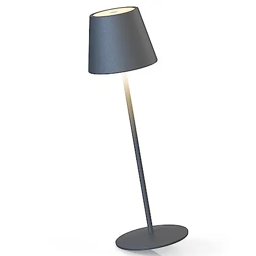 Produktbild: MALUX Tischlampe Kabellos Touch Control Dimmbare Warmweiß 2700K-4000K Led Akku Wasserdicht IP54 Led Tischleuchte für Garten Esstisch Schlafzimmer Arbeitszimmer Balkon Hotel(Dunkelgrau) - Metallgehäuse
