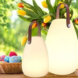 Produktbild: MALUX led tischlampe akku mit Fernbedienung Warmweiß 8 Farben Dimmbar Tischleuchte Outdoor Wasserdicht Ideales Dekor für Ihr Haus und Garten 2Packs ostern dekoration (Big & small) (A/Leder)