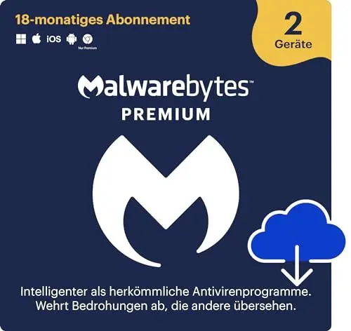Produktbild: Malwarebytes | Windows/Mac/iOS/Android/Chrome | Premium | 2 Gerät | 18 Monate | Aktivierungscode per Email