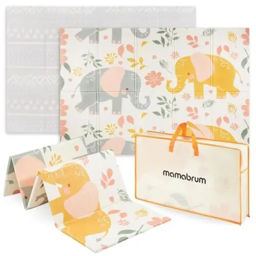 Produktbild: Mamabrum XXL Krabbelmatte - Doppelseitige Spielmatte aus XPE-Schaumstoff, wasserabweisend, 180 x 120 x 1 cm - Weiche Schaumstoffmatte für Kinder- und Wohnzimmer, faltbar
