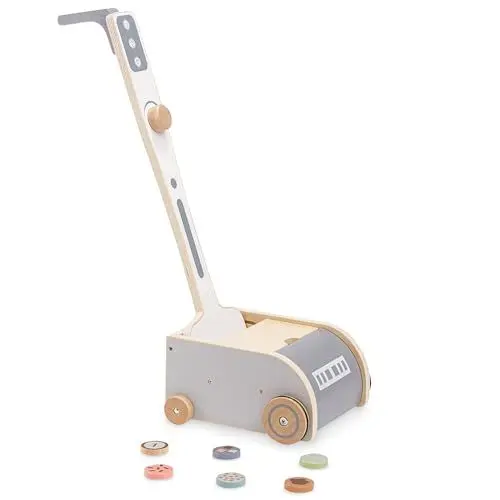 Produktbild: Mamabrum Holz-Spielzeugstaubsauger für Kinder 3+ – Interaktiver Staubsauger mit bunten Scheiben, Lernspielzeug zur Förderung der Motorik, Reinigungsspielzeug, kreatives Rollenspiel