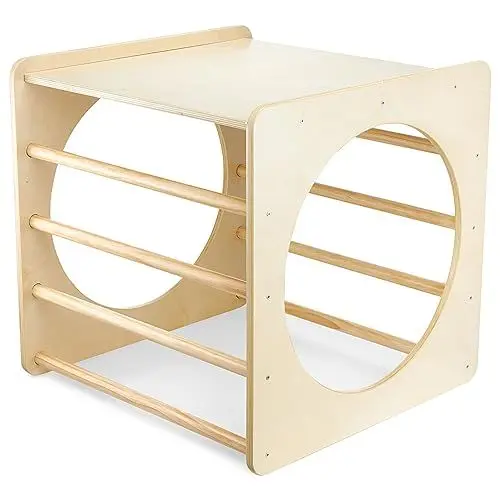Produktbild: Mamabrum, Kletterwürfel aus Holz, Kindertunnel, Spielplatz, Form des Kletterwürfels, entwickelt motorische Fähigkeiten, verbessert die körperliche Fitness Klettern Baby
