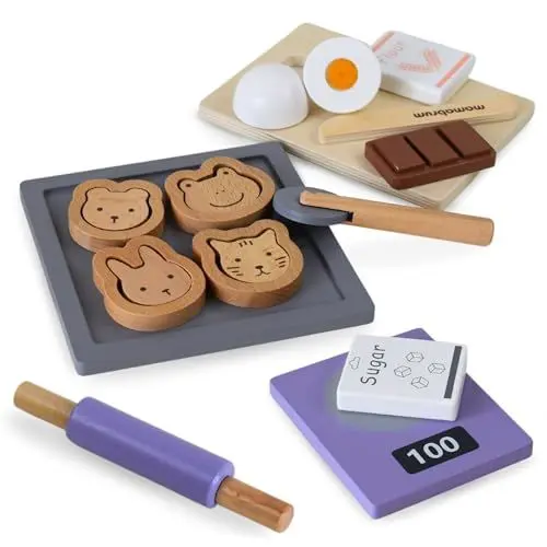 Produktbild: Mamabrum Spielzeug Holz Plätzchen Backset für Kinder, Spielnahrung, Zubehör für die Spielzeugküche, Kleinkoch, Zubehör für Kinderküche, Kekse kinderküche Backset, Kinder plätzchen backen Set