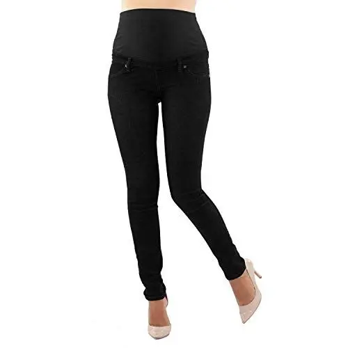 Produktbild: MAMAJEANS Milano - Umstandsmode Jeans Damen Skinny Fit Jeggings, Mit Band Für die gesamte Schwangerschaft (L - 40, Schwarz)