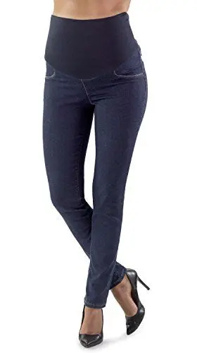 Produktbild: MAMAJEANS Roma Basic - Slim Fit Umstandsjeans, Stretchgewebe und Weiches Jerseyband, Ideal für Ihre Schwangerschaft - Made in Italy (34, Denim)
