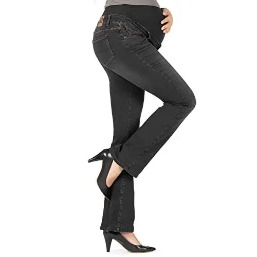 Produktbild: MAMAJEANS Torino - Damen Hose Mutterschaft Bootcut Jeans - Made in Italy (Schwarz 38)