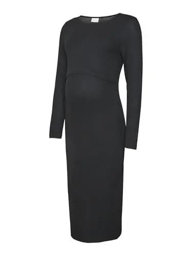 Produktbild: MAMA.LICIOUS Damen MLBRYNNA June LS JRS MIDI Dress 2F NOOS Kleid, Black, Small