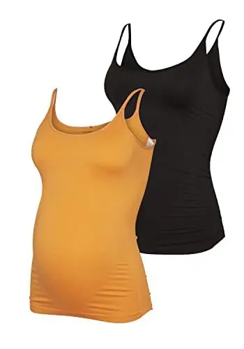 Produktbild: MAMALICIOUS Damen Mlheal Strap Top 2-p A., Vibrant Orange/Pack:black, Einheitsgröße