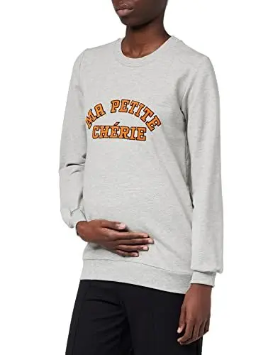 Produktbild: MAMALICIOUS Damen Mlulrika Vita L/S Sweat Top 2f, Light Grey Melange/Print:frontprint, S