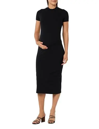 Produktbild: MAMALICIOUS Damen Mleva S/S JRS Midi High Neck Dress Noos Kleid, Schwarz, M EU