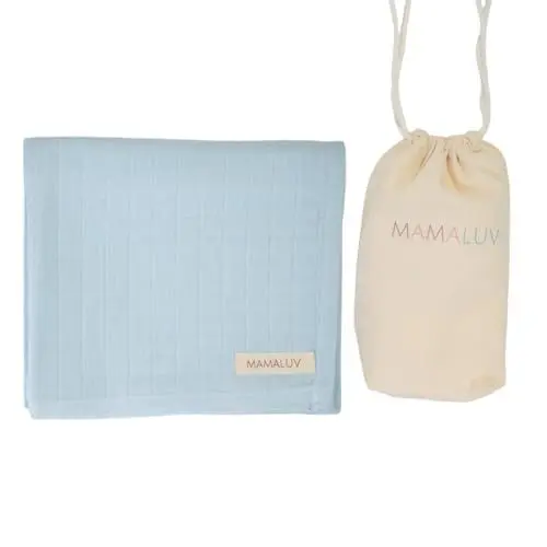 Produktbild: MAMALUV Muslin Swaddle, 100% Baumwolle Musselin Tuch Wickeltuch Baby, Weich und Atmungsaktiv Musselin Decke für Empfindliche Babyhaut, Waschbar bei 30°C, Unisex, Blau, 80x90 cm