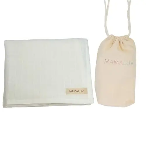 Produktbild: MAMALUV Muslin Swaddle, 100% Baumwolle Musselin Tuch Wickeltuch Baby, Weich und Atmungsaktiv Musselin Decke für Empfindliche Babyhaut, Waschbar bei 30°C, Unisex, weiß, 80x90 cm