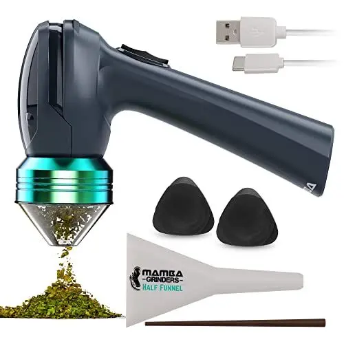 Produktbild: Mamba Grinder Metallgrün 1g – Elektrische Gewürzmühle, Herb Crusher, USB-aufladbar, mit Dosierhilfe und Trichterkopf zum einfachen Befüllen – Vor der Verwendung vollständig aufladen