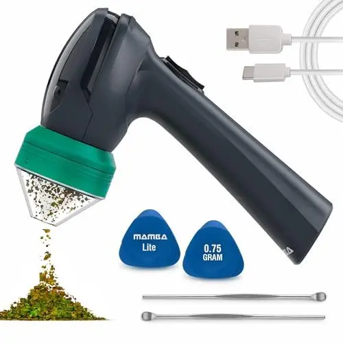 Produktbild: Mamba Leichtgewicht Elektrische Gewürzmühle – Tragbarer Grinder in Grün mit 0,75g Volumen, USB-wiederaufladbar, für Einhandbedienung – Elektrischer Crusher für Gewürze, Kräuter und Pollen