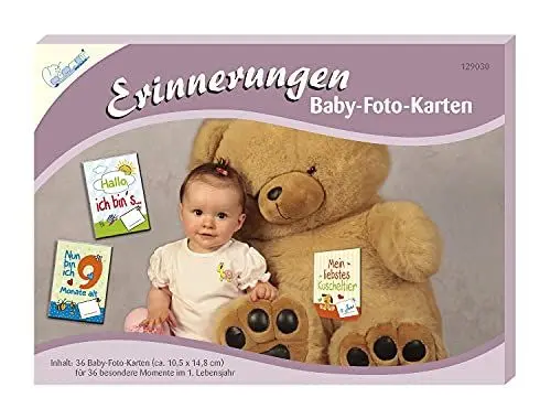 Produktbild: MAMMUT 129030 - 3D Erinnerungen Baby Fotokarten, 36 Erinnerungskarten für das erste Lebensjahr Ihres Babys, Meilensteinkarten für 1. Jahr für Jungen und Mädchen, Foto Karten ca. 10,5 x 14,8 cm