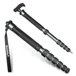 Produktbild: Manbily 32mm Einbeinstativ für Kameras 44cm-174cm aus Aluminium Monopod Stativ DSLR Reise-Einbeinstativ mit Gehstockgriff 6 Abschnitte Wanderstöcke Max. 15KG mit Telefonclip Videokamera (Metallgrau)