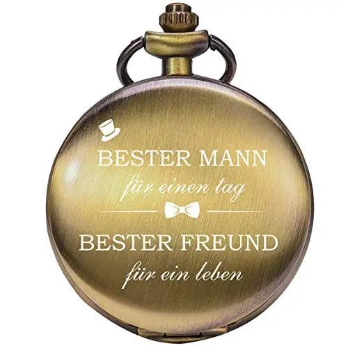 Produktbild: ManChDa Taschenuhr Bester Mann Gravierte Taschenuhr Quarz Fobwatch - Bräutigam Geschenke Für Die Hochzeit | Best Man Geschenke - Gravierte Best Man Pocket Watch Hochzeitsgeschenk Bronze