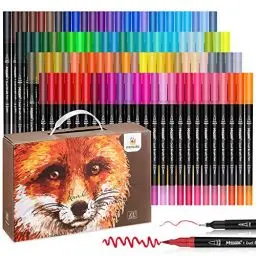 Produktbild: mancola 100 Filzstift Set, Aquarell Marker Stift Set Doppelspitze Textmarker, bullet journal stifte für Kalligraphie, Handlettering, Ausmalen Kinder, Studenten, Künstler MA-100B