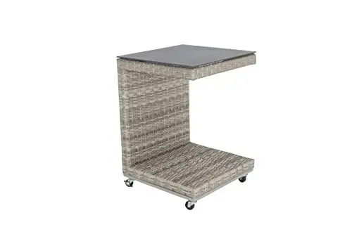 Produktbild: Mandalika Garden Beistelltisch Deluxe Antique Shell Furniture, Aluminium, Polyrattan, Glas, Mittel