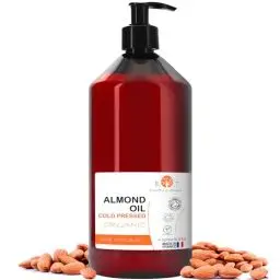 Produktbild: Mandelöl BIO Reines, Kaltgepresst, Natürlich. Kosmetik Massageöl, Haar- und Bartöl, Körperöl, Anti-Falten-Gesichtsöl, Schwangerschaftsstreifen, Nägel, Mandelöl Baby, Scalp Oil - 1000 ml