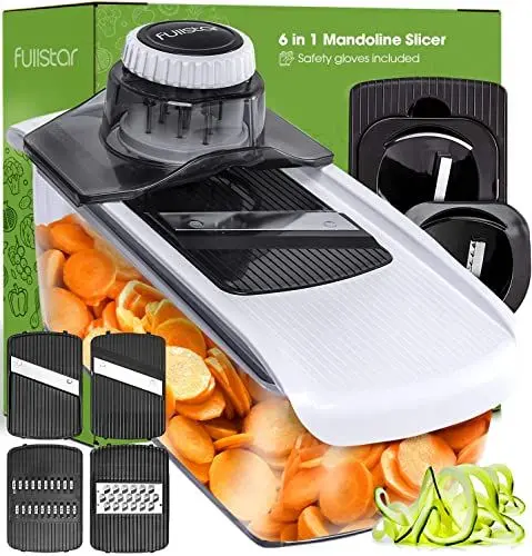 Produktbild: Mandoline Gemüsehobel Gemüsereibe - Gurkenhobel Dünne Scheiben - Reibe für Gemüse - Hobel Gemüse - Küchenhobel Küchenreibe - Küchen Gadgets (6-in-1)