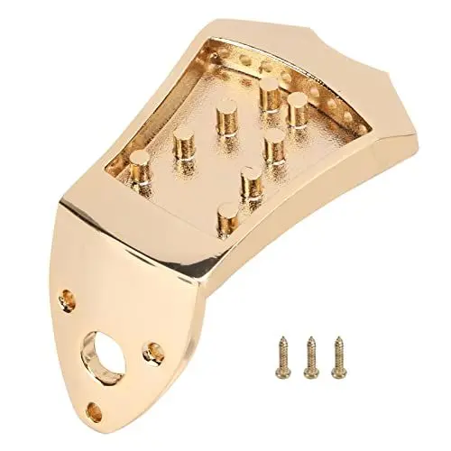 Produktbild: Mandoline Saitenhalter, 1 St¨¹ck Metall Mandoline Saitenhalter Teil Mandoline Bridge Ersatzteil Musikinstrumente Zubeh?r mit 3 Schrauben f¨¹r 8-saitige Mandoline(Gold), Spielzubeh?r