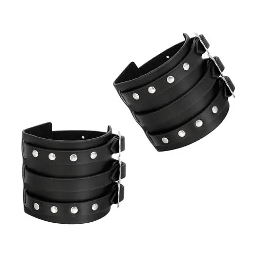 Produktbild: Manfnee Breit Leder Armband für Herren Damen Herren Armbänder Schwarz Punk Nieten Armband goth Manschette