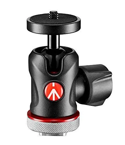 Produktbild: Manfrotto 492LCD Kugelkopf Micro (mit Blitzschuh für Monitor, LED, Mikrofon, Action-Kamera und Zubehör (MH492LCD·· Traglast: 4 kg, Gewicht: 170g, 1/4 Zoll Gewinde und Blitzschuh an der Unterseite))