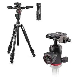 Produktbild: Manfrotto Befree 3-Way Live Advanced Travel VideoTripod Kit, Aluminium mit Fluidkopf für Camcorder und kompakten Fotofluid-Kugelkopf 494 für Kameras, Fotografiezubehör für Content-Erstellung