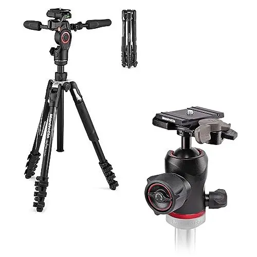Produktbild: Manfrotto Befree 3-Way Live Advanced Travel VideoTripod Kit, Aluminium mit Fluidkopf für Camcorder und kompakten Fotofluid-Kugelkopf 494 für Kameras, Fotografiezubehör für Content-Erstellung