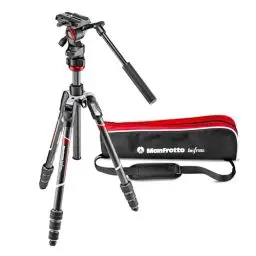 Produktbild: Manfrotto Befree Live Carbon Reisestativ Twist (Drehverschluss) mit Fluid-Video Kopf inkl. Tasche, für DSLR, spiegellose Kameras, Videokamera, Videozubehör, Traglast: 4kg, Packmaß:41cm, Gewicht:1,38kg