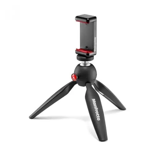 Produktbild: Manfrotto MKPIXICLMII-BK, Mini-Stativ mit universeller Smartphone-Klemme, Made in Italy, für iPhone mit oder ohne Tasche, CSC, Vlogging, Videografie, Schwarz