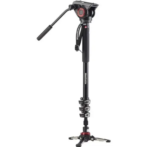 Produktbild: Manfrotto Video Monopod XPRO+, Kamera- und Videostativ mit Videokopf, 4-Segment-Ausführung in Aluminium mit Fluid Base, Fotografie-Zubehör für Content Creation, Video und Vlogging