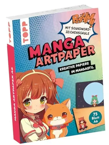 Produktbild: Manga Art Paper in DIN A6. Mit Soundword- Zeichenschule. 75 Motivpapiere (DIN A5, 220 g/m²), in 25 Designs, 16 Seiten Soundword-Zeichenkurs, Softcover